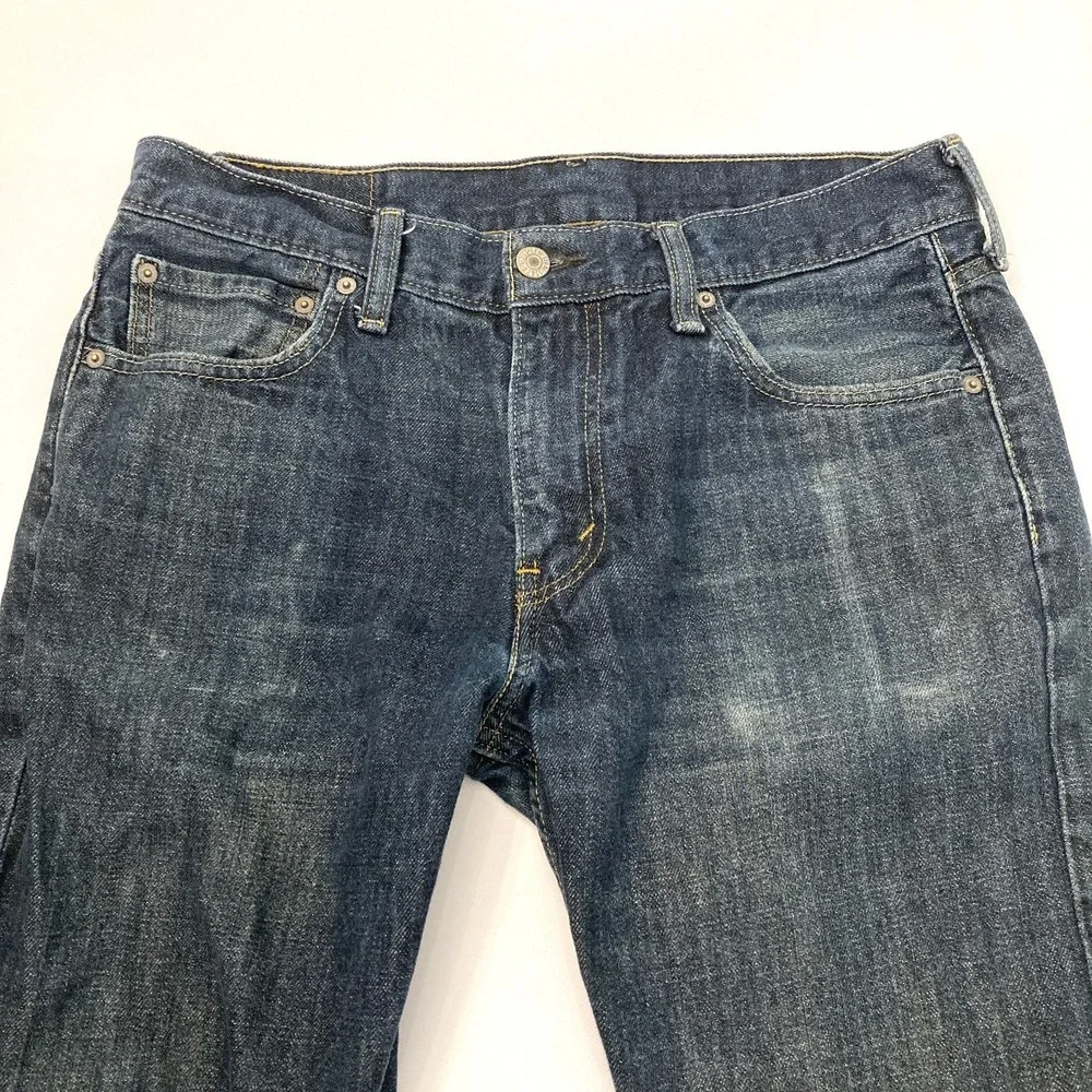 Levi's 527 Slim Bootcut Jeans Mens 33x34 Blue Denim 100% Cotton Distressed